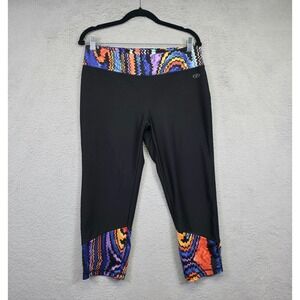 NYL New York Laundry Leggings Women XL Black Capri Yoga Performance Funky Active